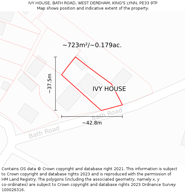 IVY HOUSE, BATH ROAD, WEST DEREHAM, KING'S LYNN, PE33 9TP: Plot and title map