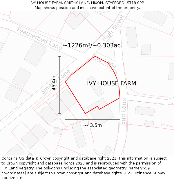 IVY HOUSE FARM, SMITHY LANE, HIXON, STAFFORD, ST18 0PP: Plot and title map