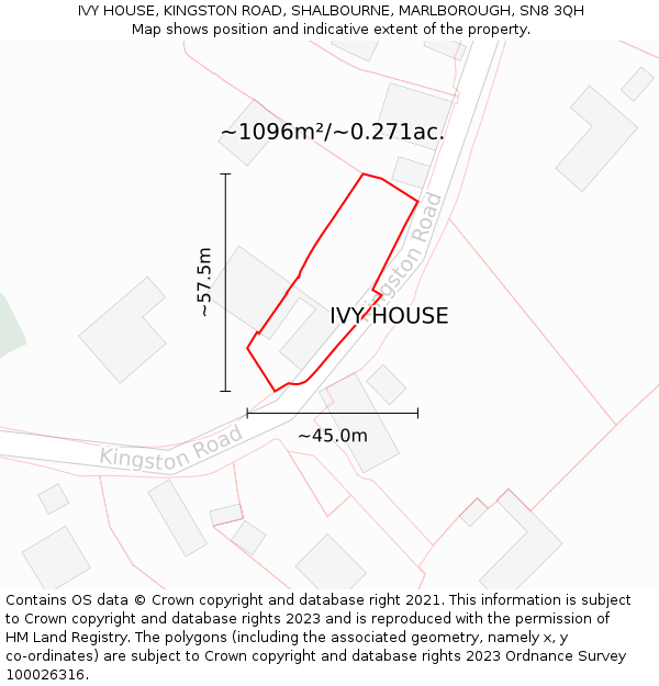 IVY HOUSE, KINGSTON ROAD, SHALBOURNE, MARLBOROUGH, SN8 3QH: Plot and title map