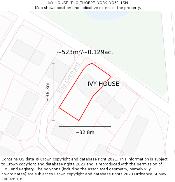 IVY HOUSE, THOLTHORPE, YORK, YO61 1SN: Plot and title map