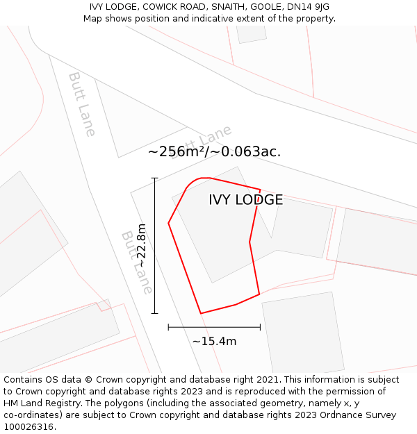 IVY LODGE, COWICK ROAD, SNAITH, GOOLE, DN14 9JG: Plot and title map