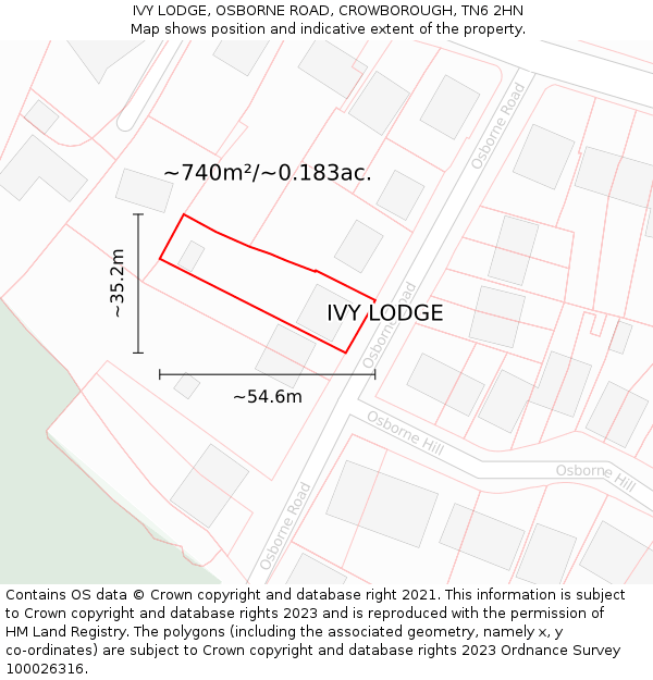 IVY LODGE, OSBORNE ROAD, CROWBOROUGH, TN6 2HN: Plot and title map