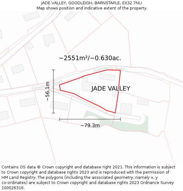 JADE VALLEY, GOODLEIGH, BARNSTAPLE, EX32 7NU: Plot and title map