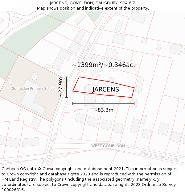 JARCENS, GOMELDON, SALISBURY, SP4 6JZ: Plot and title map