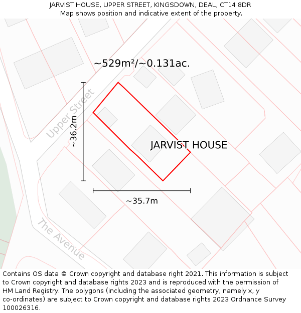JARVIST HOUSE, UPPER STREET, KINGSDOWN, DEAL, CT14 8DR: Plot and title map
