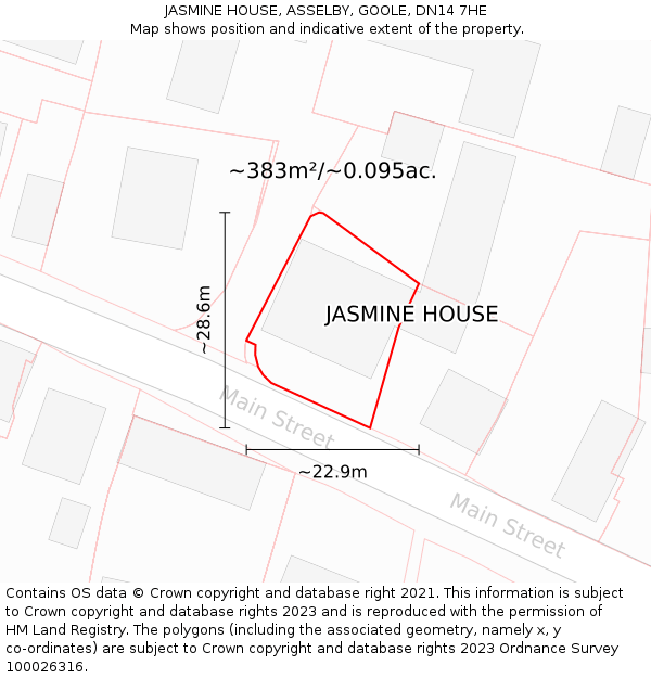 JASMINE HOUSE, ASSELBY, GOOLE, DN14 7HE: Plot and title map