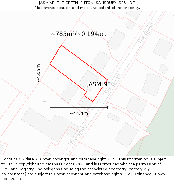 JASMINE, THE GREEN, PITTON, SALISBURY, SP5 1DZ: Plot and title map