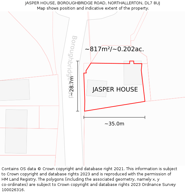 JASPER HOUSE, BOROUGHBRIDGE ROAD, NORTHALLERTON, DL7 8UJ: Plot and title map
