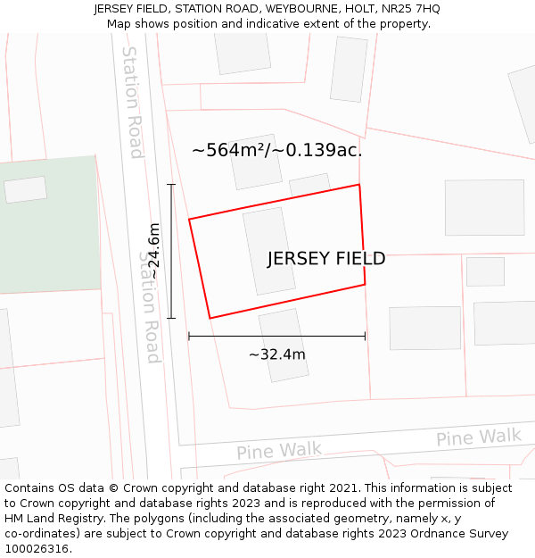 JERSEY FIELD, STATION ROAD, WEYBOURNE, HOLT, NR25 7HQ: Plot and title map