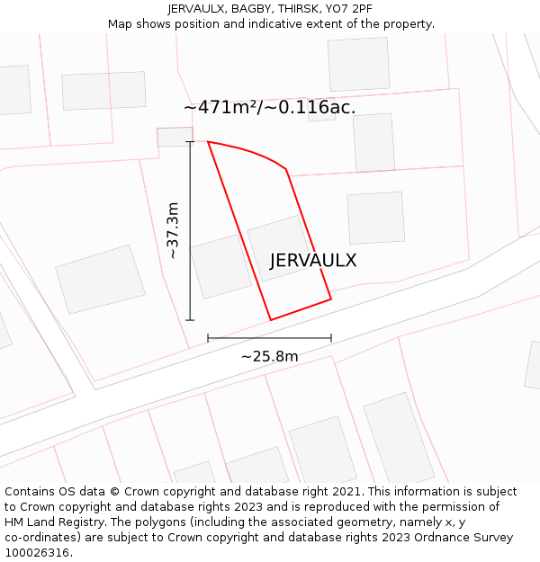 JERVAULX, BAGBY, THIRSK, YO7 2PF: Plot and title map