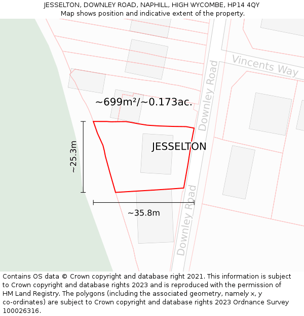 JESSELTON, DOWNLEY ROAD, NAPHILL, HIGH WYCOMBE, HP14 4QY: Plot and title map