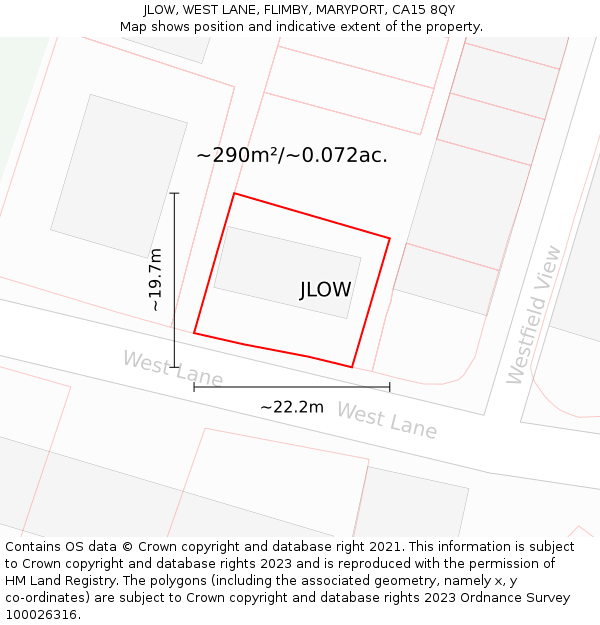 JLOW, WEST LANE, FLIMBY, MARYPORT, CA15 8QY: Plot and title map