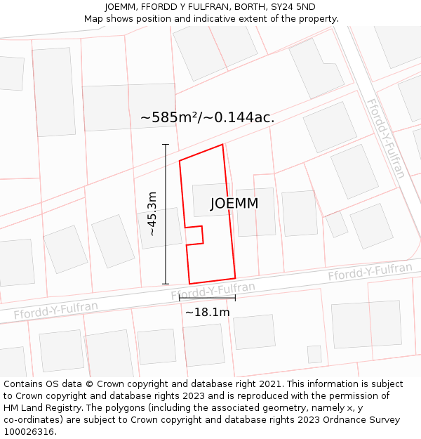 JOEMM, FFORDD Y FULFRAN, BORTH, SY24 5ND: Plot and title map
