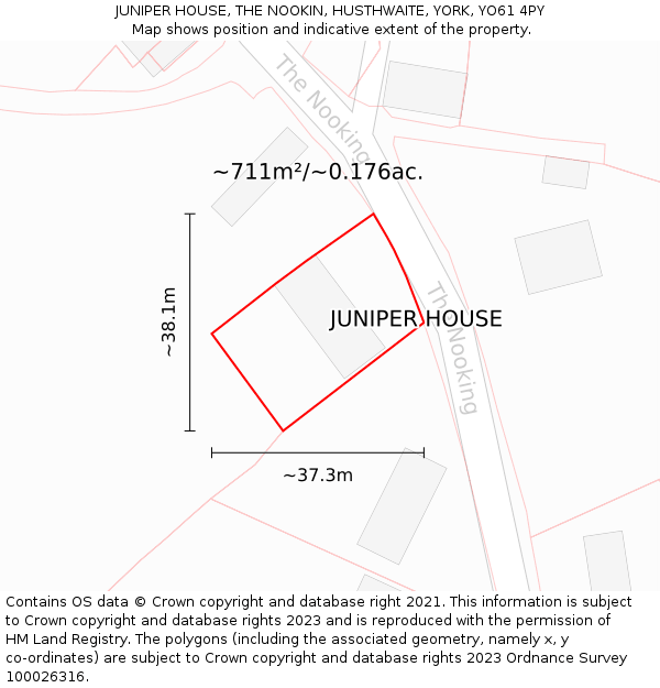 JUNIPER HOUSE, THE NOOKIN, HUSTHWAITE, YORK, YO61 4PY: Plot and title map