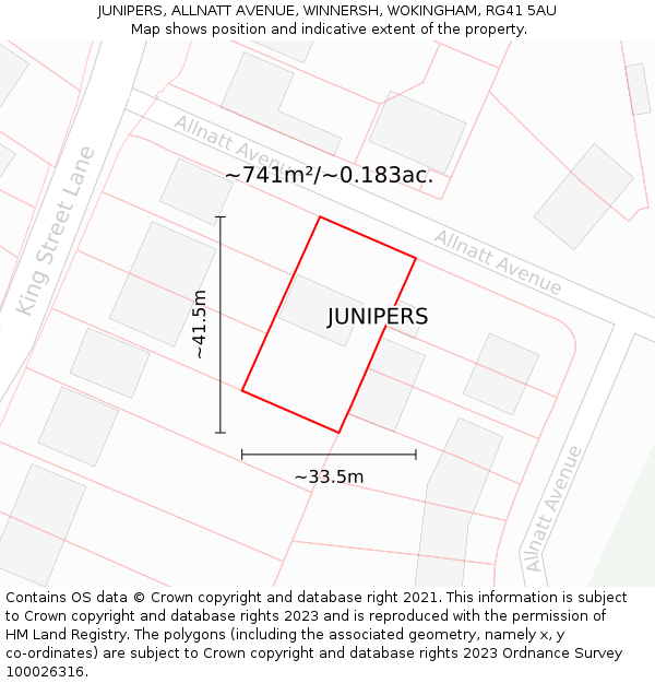 JUNIPERS, ALLNATT AVENUE, WINNERSH, WOKINGHAM, RG41 5AU: Plot and title map
