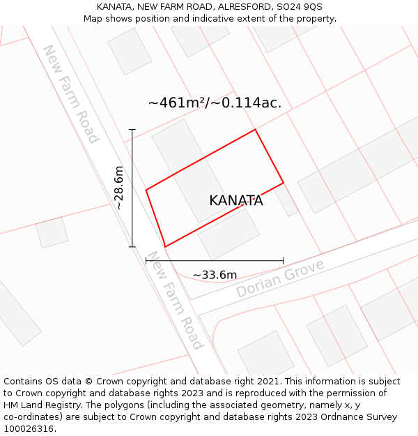 KANATA, NEW FARM ROAD, ALRESFORD, SO24 9QS: Plot and title map