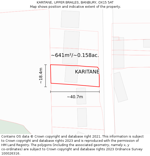KARITANE, UPPER BRAILES, BANBURY, OX15 5AT: Plot and title map
