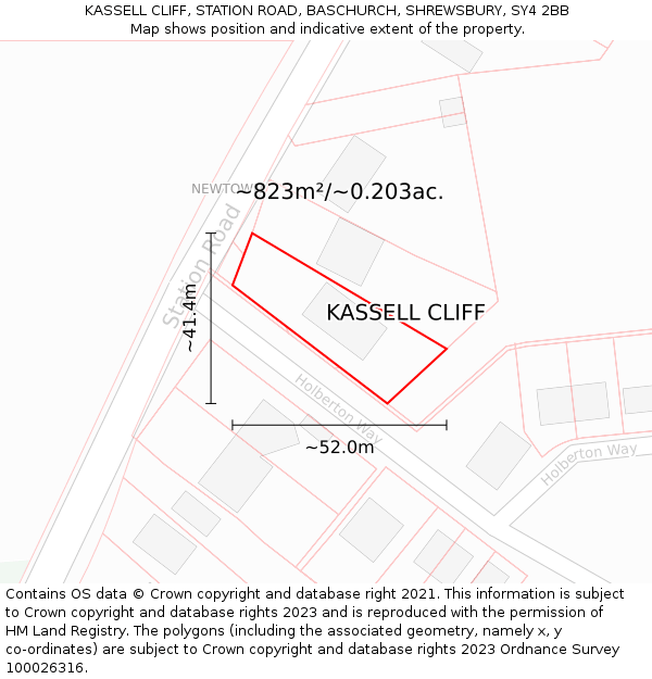 KASSELL CLIFF, STATION ROAD, BASCHURCH, SHREWSBURY, SY4 2BB: Plot and title map