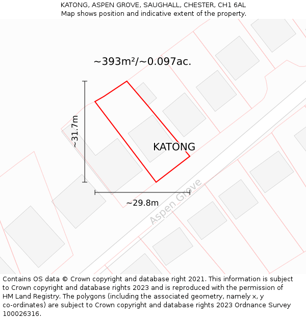 KATONG, ASPEN GROVE, SAUGHALL, CHESTER, CH1 6AL: Plot and title map