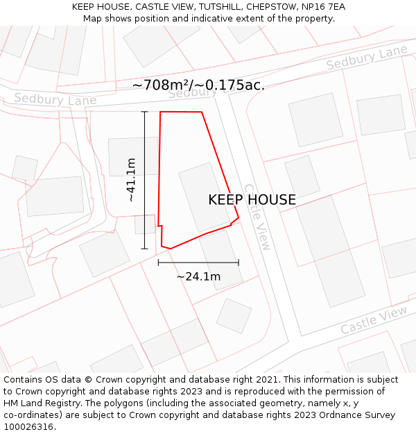 KEEP HOUSE, CASTLE VIEW, TUTSHILL, CHEPSTOW, NP16 7EA: Plot and title map