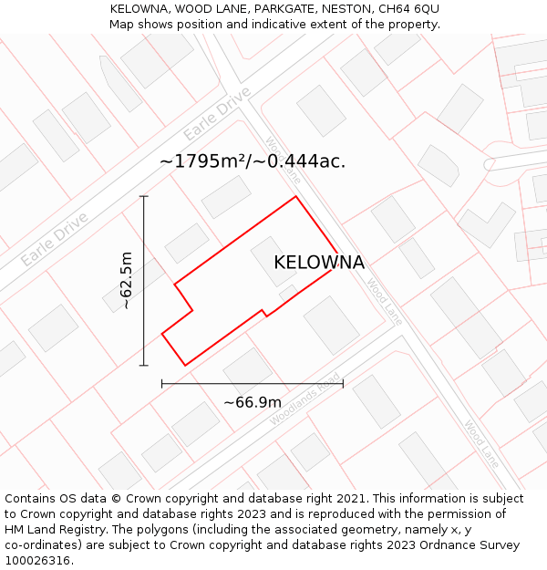 KELOWNA, WOOD LANE, PARKGATE, NESTON, CH64 6QU: Plot and title map