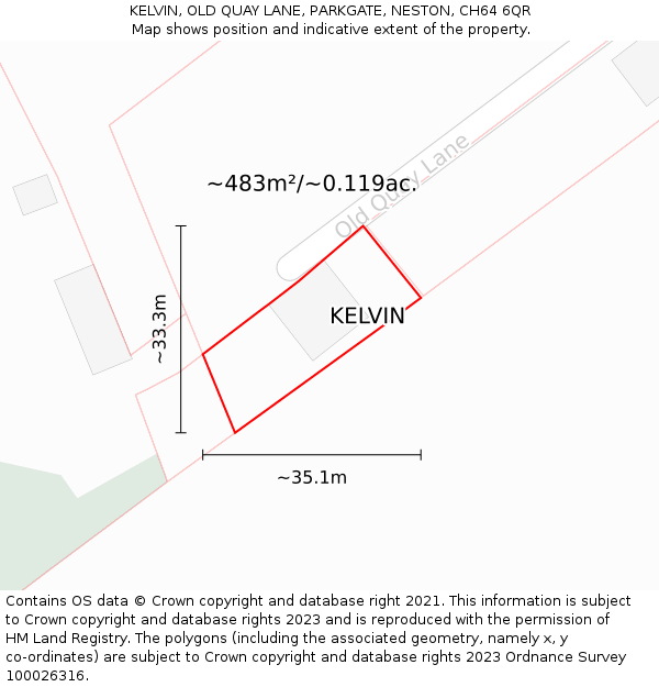 KELVIN, OLD QUAY LANE, PARKGATE, NESTON, CH64 6QR: Plot and title map