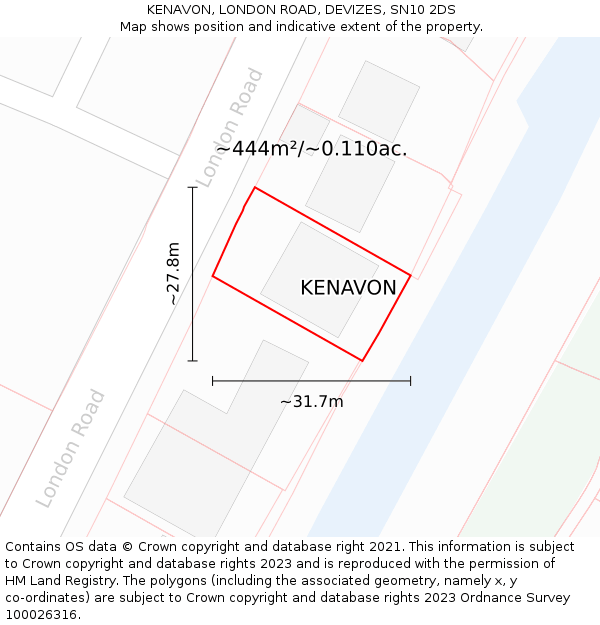 KENAVON, LONDON ROAD, DEVIZES, SN10 2DS: Plot and title map