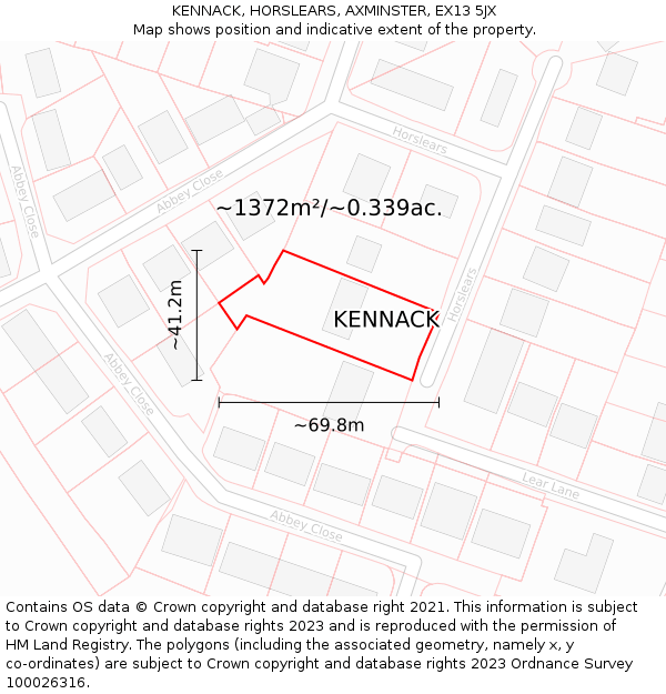 KENNACK, HORSLEARS, AXMINSTER, EX13 5JX: Plot and title map