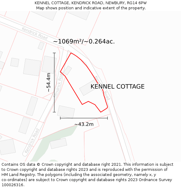 KENNEL COTTAGE, KENDRICK ROAD, NEWBURY, RG14 6PW: Plot and title map