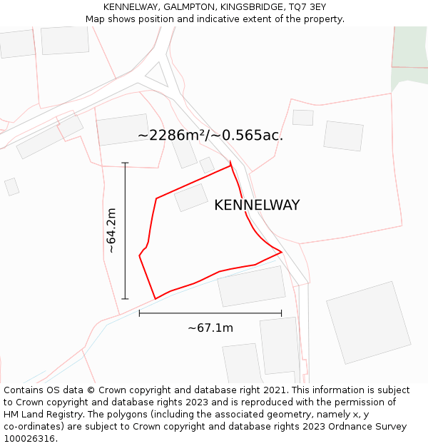 KENNELWAY, GALMPTON, KINGSBRIDGE, TQ7 3EY: Plot and title map