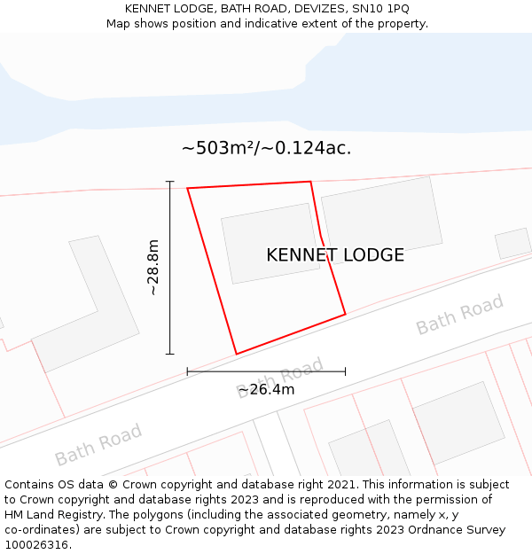 KENNET LODGE, BATH ROAD, DEVIZES, SN10 1PQ: Plot and title map