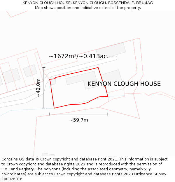 KENYON CLOUGH HOUSE, KENYON CLOUGH, ROSSENDALE, BB4 4AG: Plot and title map