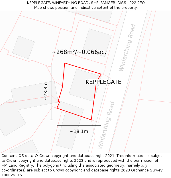 KEPPLEGATE, WINFARTHING ROAD, SHELFANGER, DISS, IP22 2EQ: Plot and title map