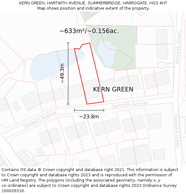 KERN GREEN, HARTWITH AVENUE, SUMMERBRIDGE, HARROGATE, HG3 4HT: Plot and title map