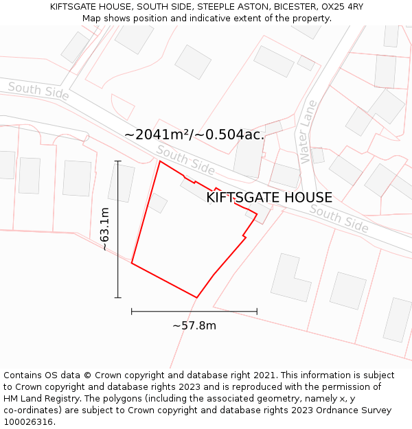 KIFTSGATE HOUSE, SOUTH SIDE, STEEPLE ASTON, BICESTER, OX25 4RY: Plot and title map