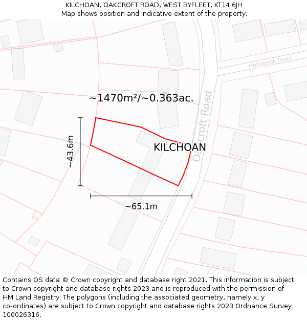 KILCHOAN, OAKCROFT ROAD, WEST BYFLEET, KT14 6JH: Plot and title map