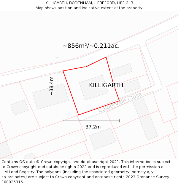 KILLIGARTH, BODENHAM, HEREFORD, HR1 3LB: Plot and title map