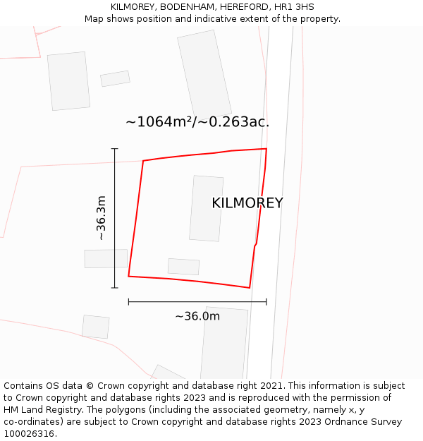 KILMOREY, BODENHAM, HEREFORD, HR1 3HS: Plot and title map
