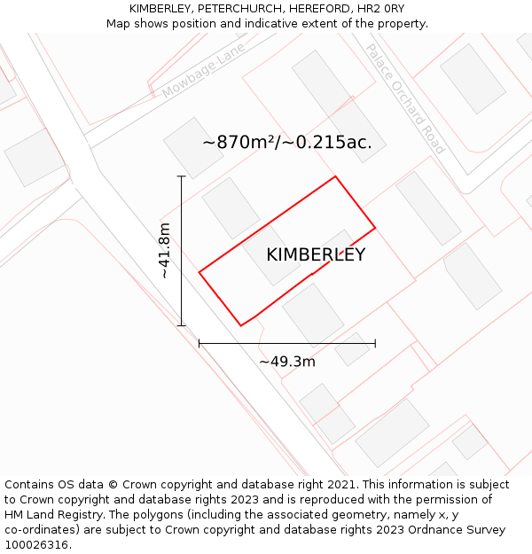 KIMBERLEY, PETERCHURCH, HEREFORD, HR2 0RY: Plot and title map