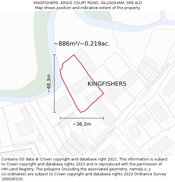 KINGFISHERS, KINGS COURT ROAD, GILLINGHAM, SP8 4LD: Plot and title map