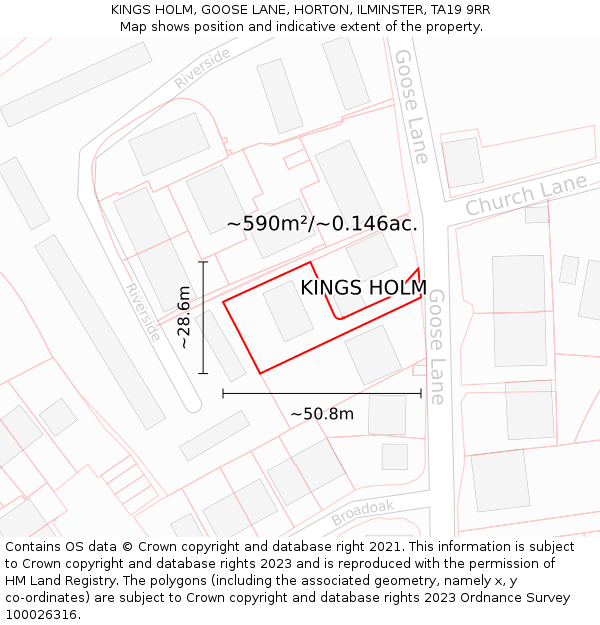 KINGS HOLM, GOOSE LANE, HORTON, ILMINSTER, TA19 9RR: Plot and title map