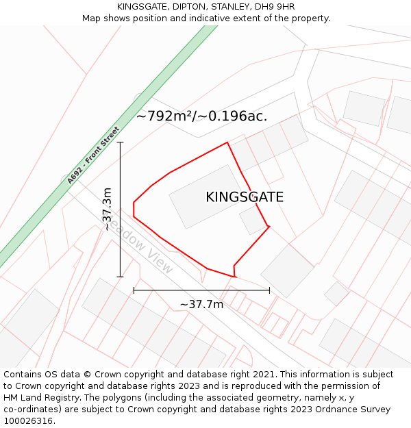 KINGSGATE, DIPTON, STANLEY, DH9 9HR: Plot and title map