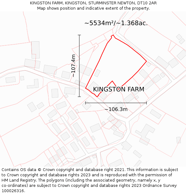 KINGSTON FARM, KINGSTON, STURMINSTER NEWTON, DT10 2AR: Plot and title map