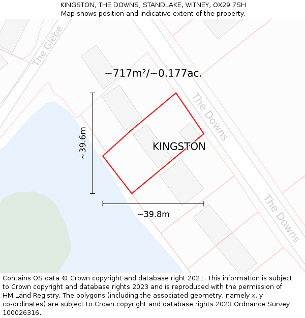 KINGSTON, THE DOWNS, STANDLAKE, WITNEY, OX29 7SH: Plot and title map