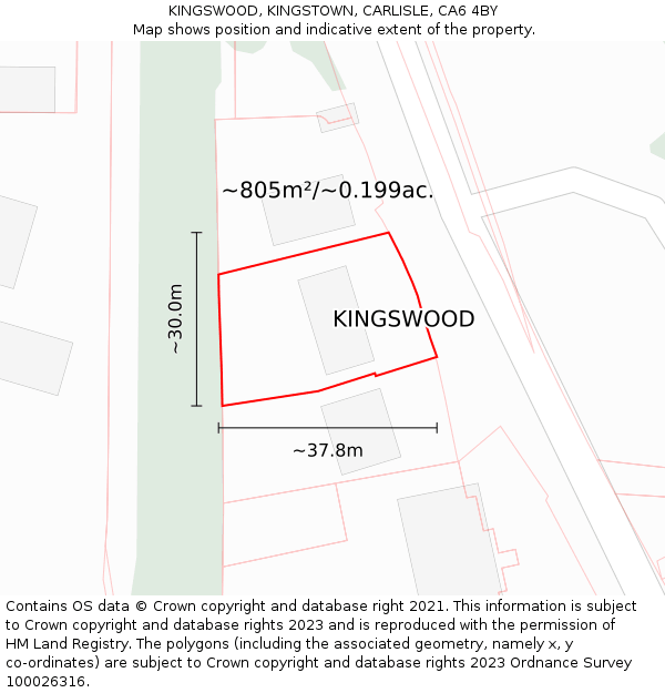 KINGSWOOD, KINGSTOWN, CARLISLE, CA6 4BY: Plot and title map