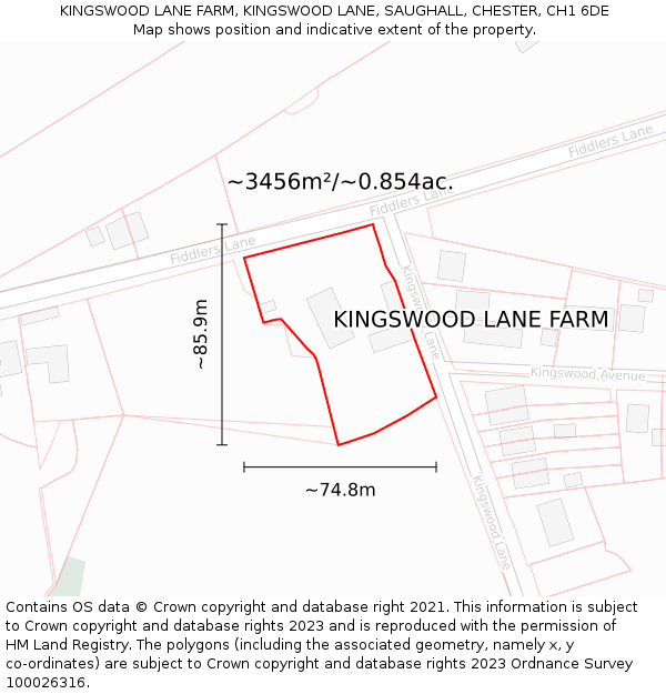 KINGSWOOD LANE FARM, KINGSWOOD LANE, SAUGHALL, CHESTER, CH1 6DE: Plot and title map