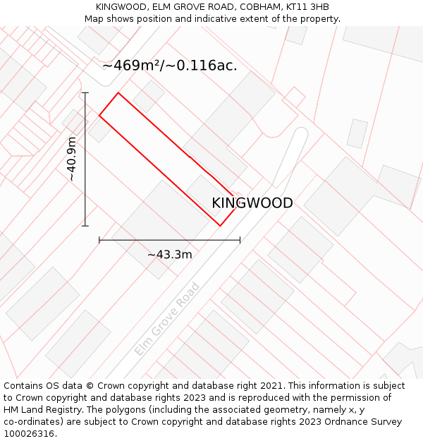 KINGWOOD, ELM GROVE ROAD, COBHAM, KT11 3HB: Plot and title map