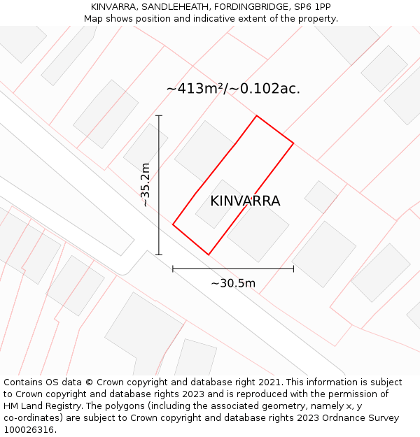 KINVARRA, SANDLEHEATH, FORDINGBRIDGE, SP6 1PP: Plot and title map