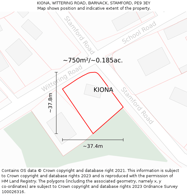 KIONA, WITTERING ROAD, BARNACK, STAMFORD, PE9 3EY: Plot and title map
