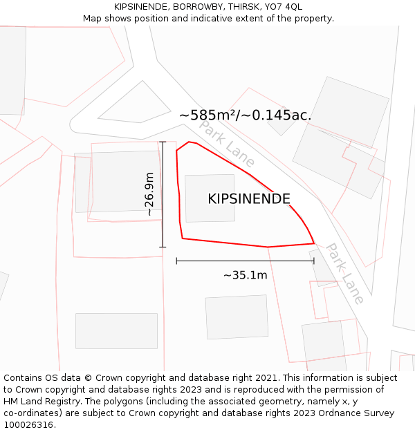 KIPSINENDE, BORROWBY, THIRSK, YO7 4QL: Plot and title map
